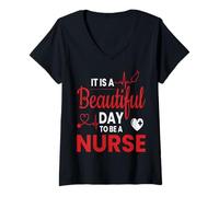 Femme It is A Beautiful Day to Be A Nurse Funny Nurses T-Shirt avec Col en V