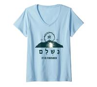 Femme It is Finished - Hebrew Passover Easter Jesus Empty Tomb T-Shirt avec Col en V