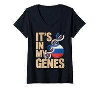 Femme It’s in My Genes Russian Roots Russia T-Shirt avec Col en V