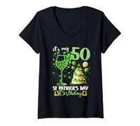 Femme It’s My 50th Birthday St. Patrick’s Day 50 Years Old Party T-Shirt avec Col en V