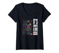 Femme IT Support Sysadmin It's Always A DNS Issue T-Shirt avec Col en V