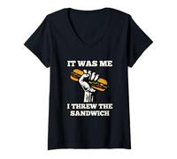 Femme It Was me I Threw The sandiwch, Free DC Protest Fist Humor T-Shirt avec Col en V