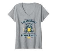 Femme It Was Not Easy Peasy Citron Squeezy - Drôle de Raton Laveur T-Shirt avec Col en V