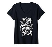 Femme It Was Then That I Carried You Rappel de Motivation |- T-Shirt avec Col en V