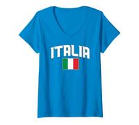Femme Italia, Italie, Bandiera Italiana, drapeau patriotique italien T-Shirt avec Col en V