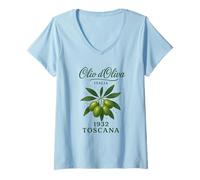 Femme Italia Tosacana, Italian Olive T-Shirt avec Col en V