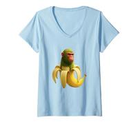 Femme Italian Brainrot AI-Generated Character Chimpanzini Bananini T-Shirt avec Col en V
