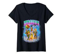Femme Italian Brainrot Créatures Surréalistes Meme Art Comique T-Shirt avec Col en V