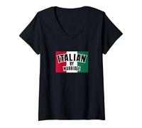 Femme Italian By Marriage, In-Law Marriage Gag Humour Graphic T-Shirt avec Col en V