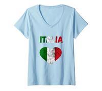 Femme Italian Pride Route rétro Italie Love T-Shirt avec Col en V