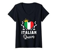 Femme Italian Queen Italy Flag Proud Italian Woman T-Shirt avec Col en V