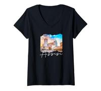 Femme Italie Assise T-Shirt avec Col en V