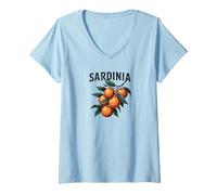 Femme Italie Sardaigne Souvenir/Sardaigne/Sardaigne T-Shirt avec Col en V