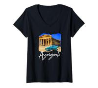 Femme Italie Sicile Agrigente T-Shirt avec Col en V
