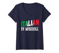 Femme Italienne par Mariage Funny Wife Her T-Shirt avec Col en V