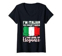 Femme Italy Flag Proud Elegant Italian Boyfriend Girlfriend T-Shirt avec Col en V