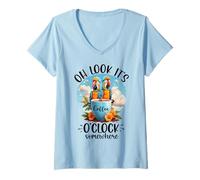 Femme It's 5 O'Clock Somewhere Drinking Parrot Coffee O Clock Time T-Shirt avec Col en V