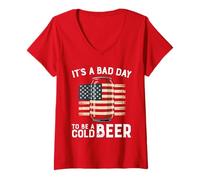 Femme It's A Bad Day To Be A Beer 4th of July American Flag Can T-Shirt avec Col en V