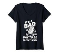Femme It's A Bad Day to Be A Hot Dog - Funny Glizzy Meme Hot Dogs T-Shirt avec Col en V