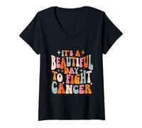Femme It's A Beautiful Day to Fight Cancer - Seast Cancer Pink T-Shirt avec Col en V