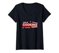 Femme It's a Cooking Thing Chef Costume Restaurant Line Cook Chefs T-Shirt avec Col en V