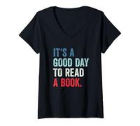Femme It's A Good Day to Read A Book T-Shirt avec Col en V