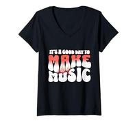 Femme It's A Good Time Day Make Music Band Teacher Retro Musician T-Shirt avec Col en V