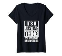 Femme It's A Justine Thing You Wouldn't Understand First Name T-Shirt avec Col en V