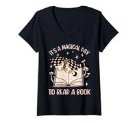 Femme It's a Magical Day to Read a Book Bibliophile Butterfly T-Shirt avec Col en V