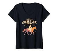 Femme It's A Stable Life for Me Western Cowboy Equestrian T-Shirt avec Col en V