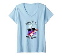 Femme It's All About Base Funny Chemistry Jeu de Mots T-Shirt avec Col en V