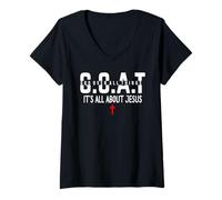 Femme It's All About Jesus God Over All Things Jesus The Way Truth T-Shirt avec Col en V