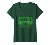 Femme It's Always Sunny Paddy's Pub Vintage Sign St. Patrick's Day T-Shirt avec Col en V