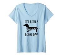 Femme Its Been a Long Day Dachshund Funny Doxie Mom Dachshund Mama T-Shirt avec Col en V