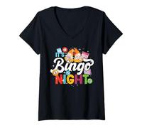 Femme It's Bingo Night Femmes Hommes Drôle Bingo T-Shirt avec Col en V