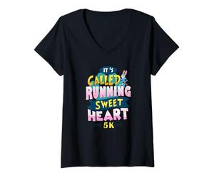 Femme It's Called Running, Let's Go - Fun 5K Run T-Shirt avec Col en V