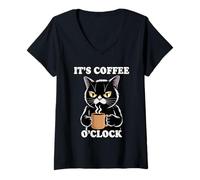 Femme It's Coffee O'Clock T-Shirt avec Col en V