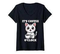 Femme It's Coffee O'Clock T-Shirt avec Col en V