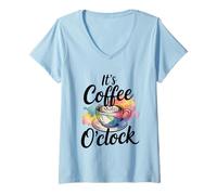 Femme It's Coffee O'Clock T-Shirt avec Col en V