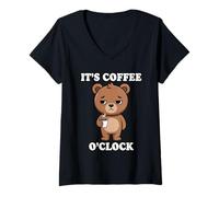 Femme It's Coffee O'Clock T-Shirt avec Col en V