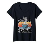Femme It's Coffee O'Clock T-Shirt avec Col en V