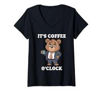 Femme It's Coffee O'Clock T-Shirt avec Col en V