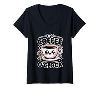 Femme It's Coffee O'Clock T-Shirt avec Col en V