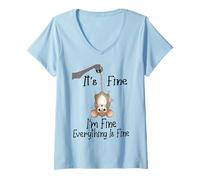 Femme It's Fine I'm Fine Everything is Fine Funny Cute Mouse Rat T-Shirt avec Col en V