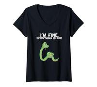 Femme Its Fine I'm Fine Everything is Fine Lustige Serpents T-Shirt avec Col en V