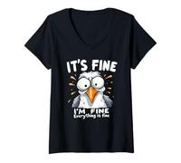 Femme It's Fine I'm Fine Everything Is Fine T-Shirt avec Col en V