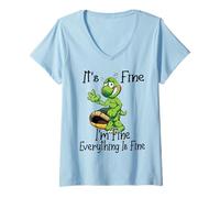 Femme It's Fine I'm Fine Everything is oky Funny Turtle Great Gift T-Shirt avec Col en V