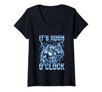 Femme It's Goon O'Clock Cool Funny Alpha Wolf Meme T-Shirt avec Col en V