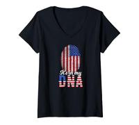 Femme It's in My DNA Empreinte Digitale d'un Citoyen Américain T-Shirt avec Col en V
