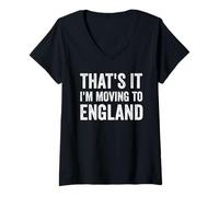 Femme It's It I'm Moving to England Vintage Travel T-Shirt avec Col en V